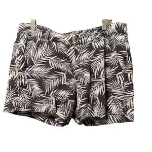 Sonoma Linen Blend‎ Tropical Print Shorts High Waist Summer Palm Leaf Short 8
